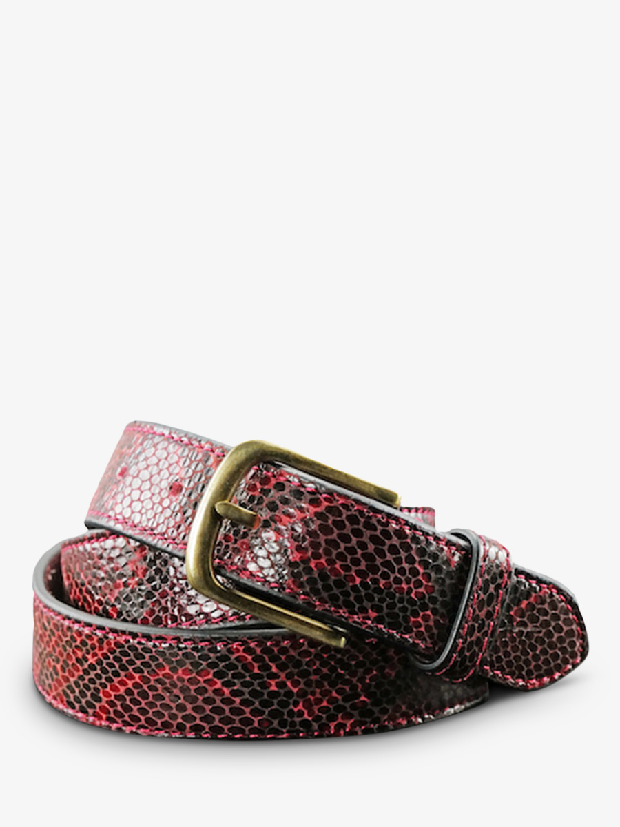 foto-vista-frontale-cintura-in-pelle-rossa-laceinture-a-boucle-python-rouge-grenat-paul-marius-lb-115-p-rg