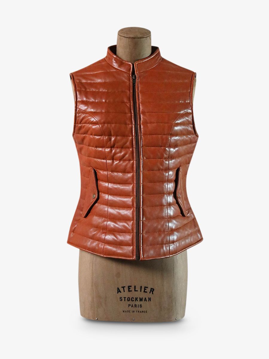 foto-vista-frontale-piumino-donna-in-pelle-marrone-ladoudoune-femme-naturel-paul-marius-wcw-l-xs