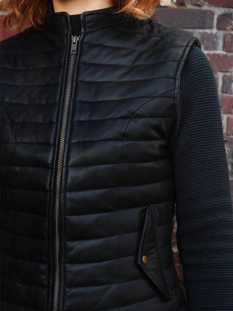 foto-vista-laterale-piumino-donna-in-pelle-nera-ladoudoune-femme-noir-paul-marius-wcw-b-xs