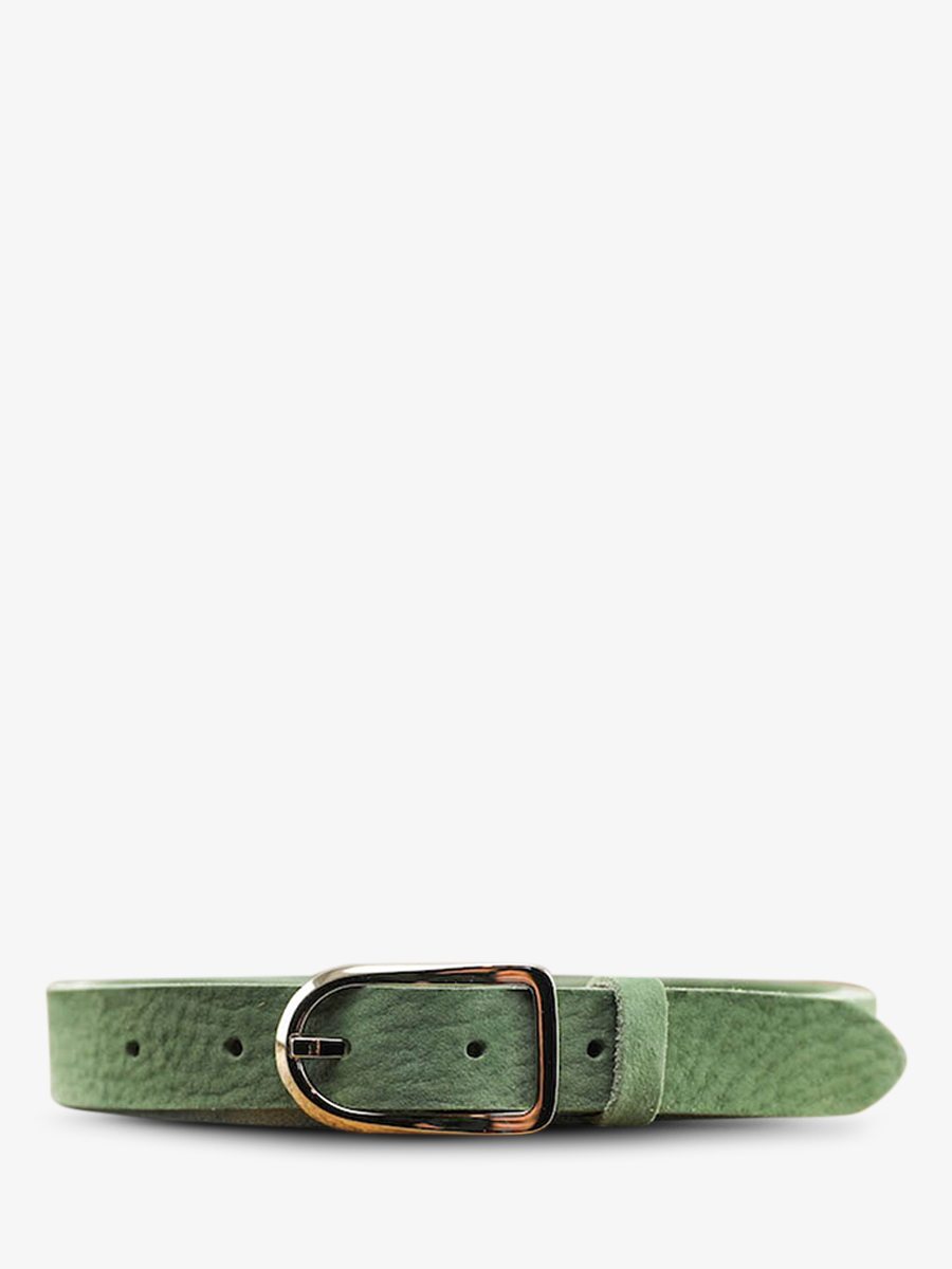 foto-vista-frontale-cintura-in-pelle-per-uomo-e-donna-verde-laceinture-magnifique-nubuck-25mm-verde-mandorla-paul-marius-cdv-25-n-ga