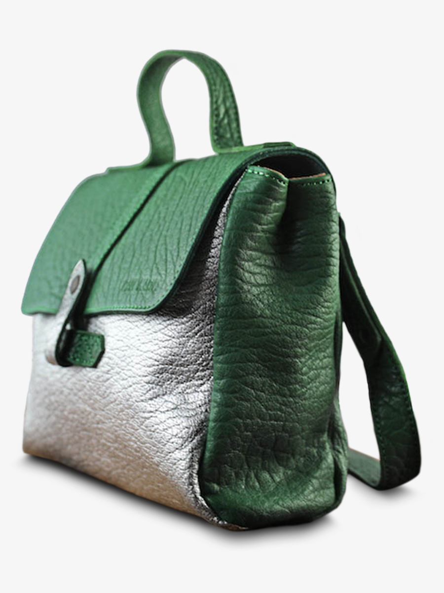foto-vista-laterale-borsa-a-tramonto-in-pelle-donna-verde-argento-lecorneille-verde-giungla-argento-paul-marius-w23-gr-s