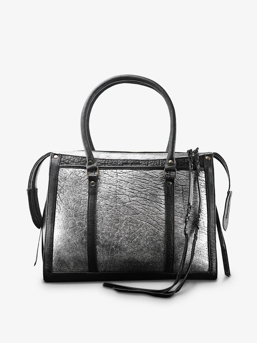 foto-vista-frontale-borsa-a-mano-in-pelle-donna-argento-nero-lerive-droite-m-argento-nero-paul-marius-w19m-s-b