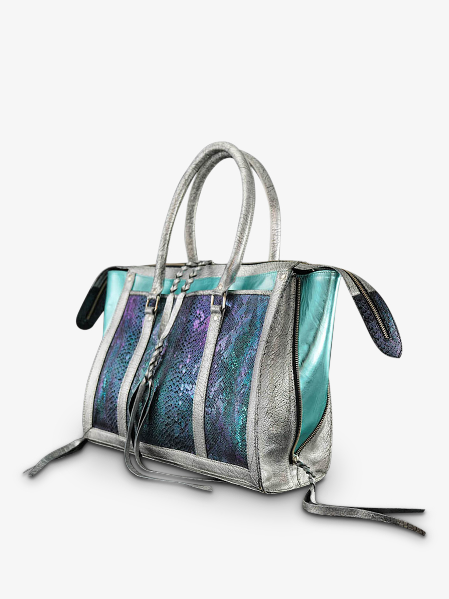 foto-vista-laterale-borsa-a-mano-in-pelle-donna-blu-bianco-lerive-droite-m-chimere-polaire-paul-marius-w19m-ch-s-blu