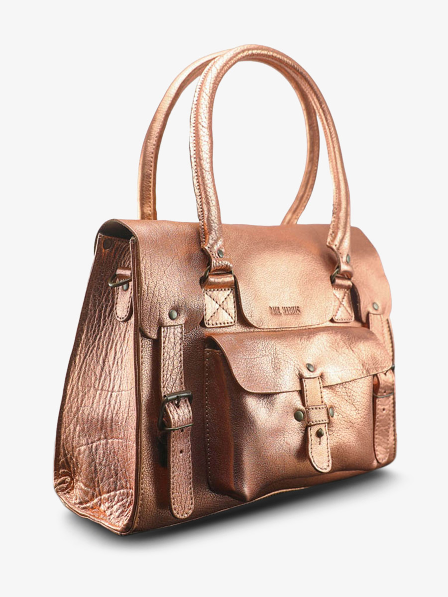 foto-vista-laterale-borsa-a-tramoggia-in-pelle-donna-rosa-dorata-lerive-gauche-m-oro-rosa-paul-marius-w01m-g-pi