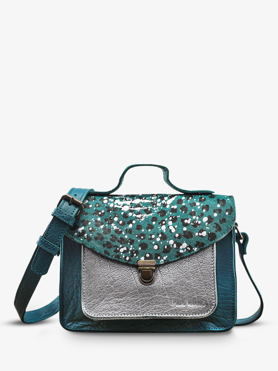 foto-vista-frontale-borsa-a-tracolma-in-pelle-da-donna-blu-argento-mademoiselle-george-leopard-blu-piscina-argento-paul-marius-w05-lp-blu-s