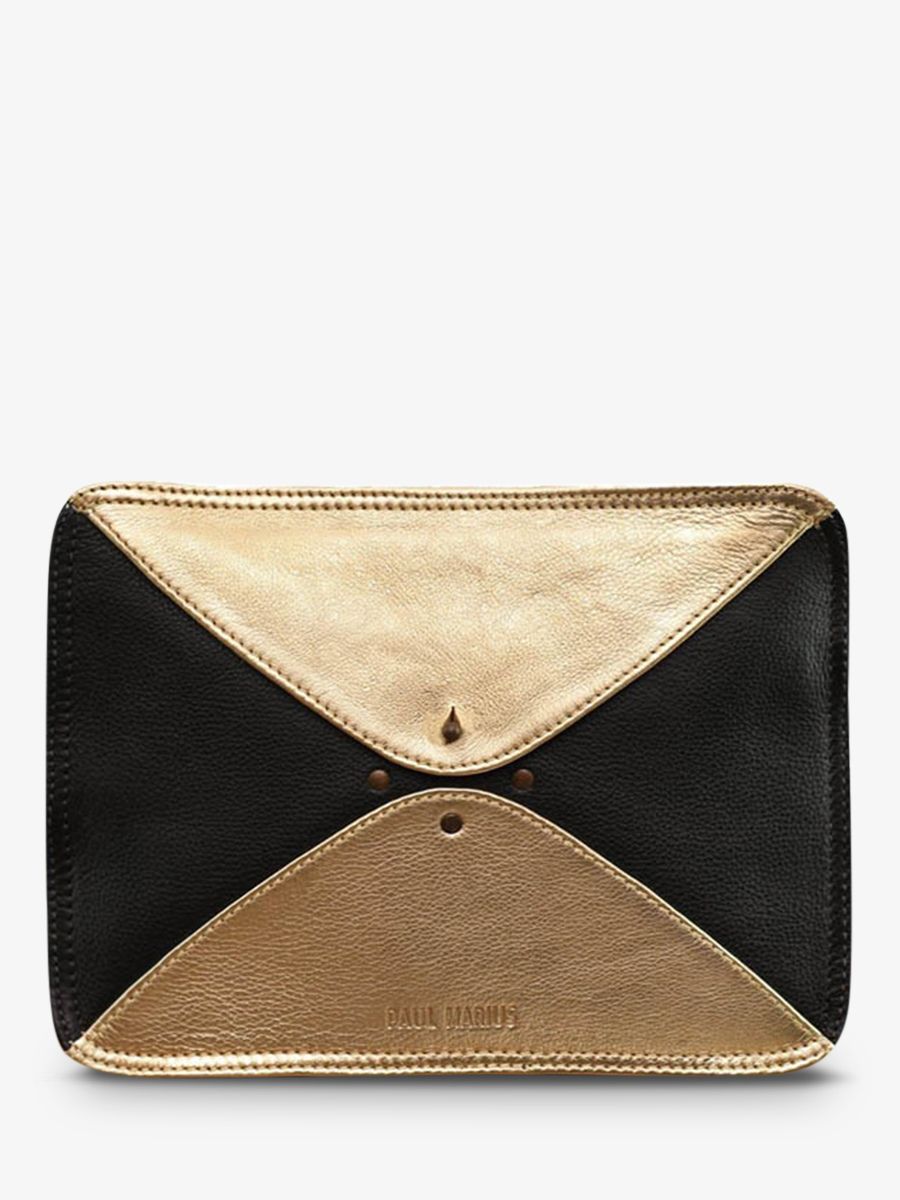 foto-vista-frontale-borsa-a-tracolla-in-pelle-donna-nero-dorato-legraphique-nero-dorato-paul-marius-w17-b-g