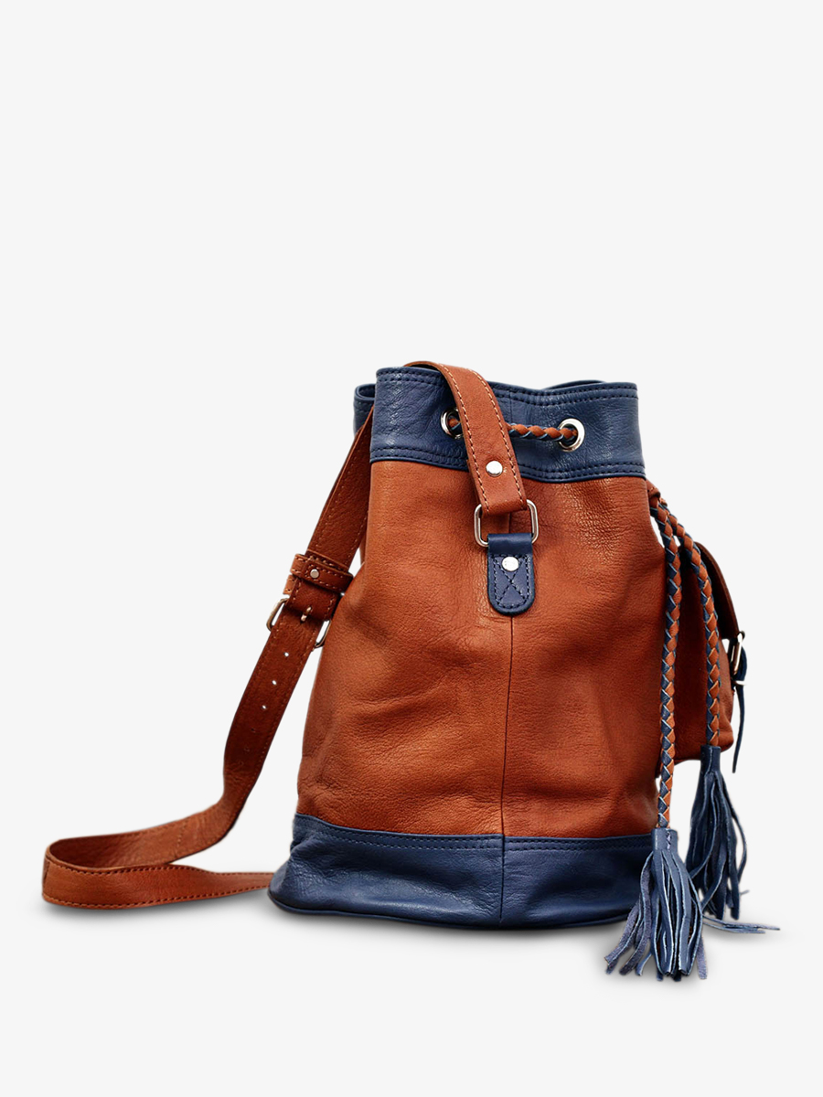 foto-vista-laterale-borsa-a-secchiello-in-pelle-donna-marrone-blu-leflâneur-blu-naturale-paul-marius-m303-b-l