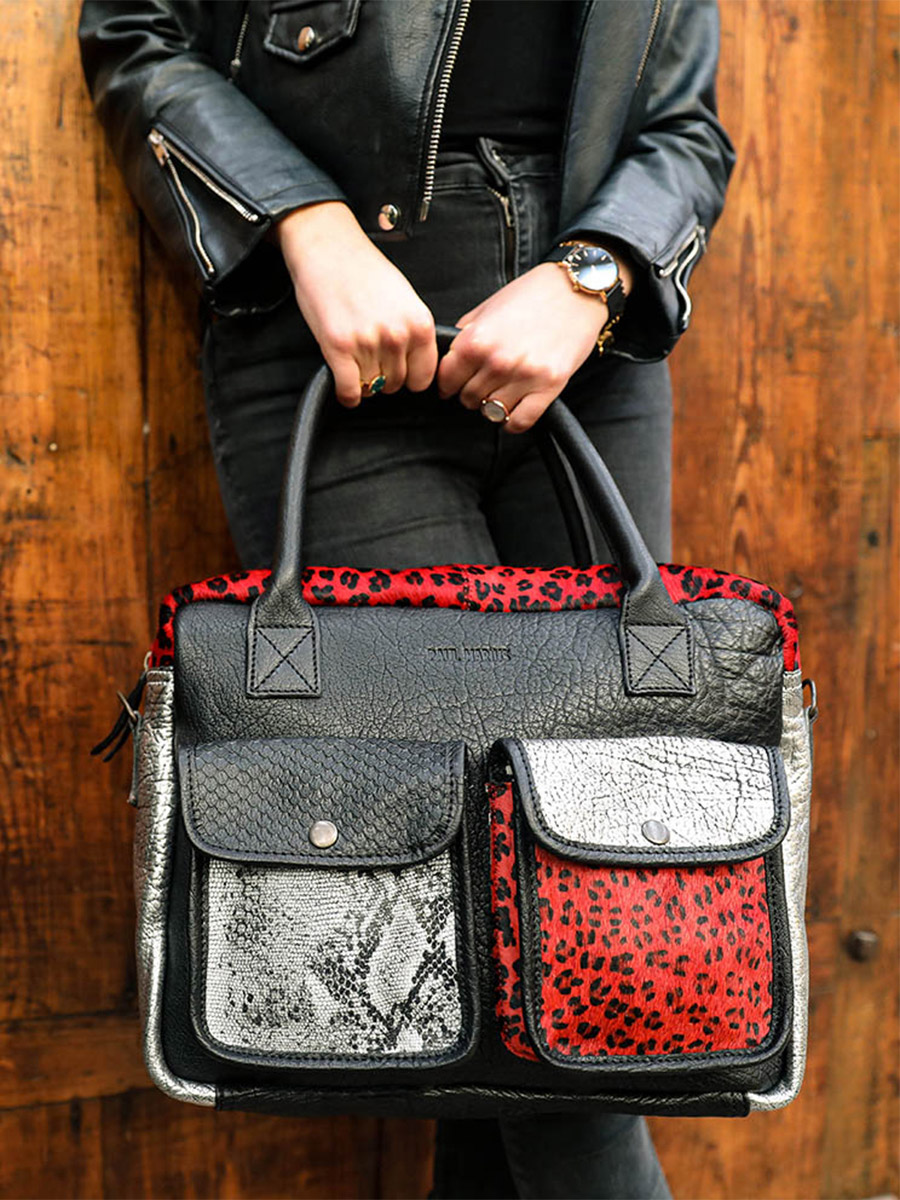 foto-vista-frontale-portadocumenti-in-pelle-donna-argento-nero-rosso-ledandy-chimere-argento-nero-rosso-paul-marius-w04-s-b-r