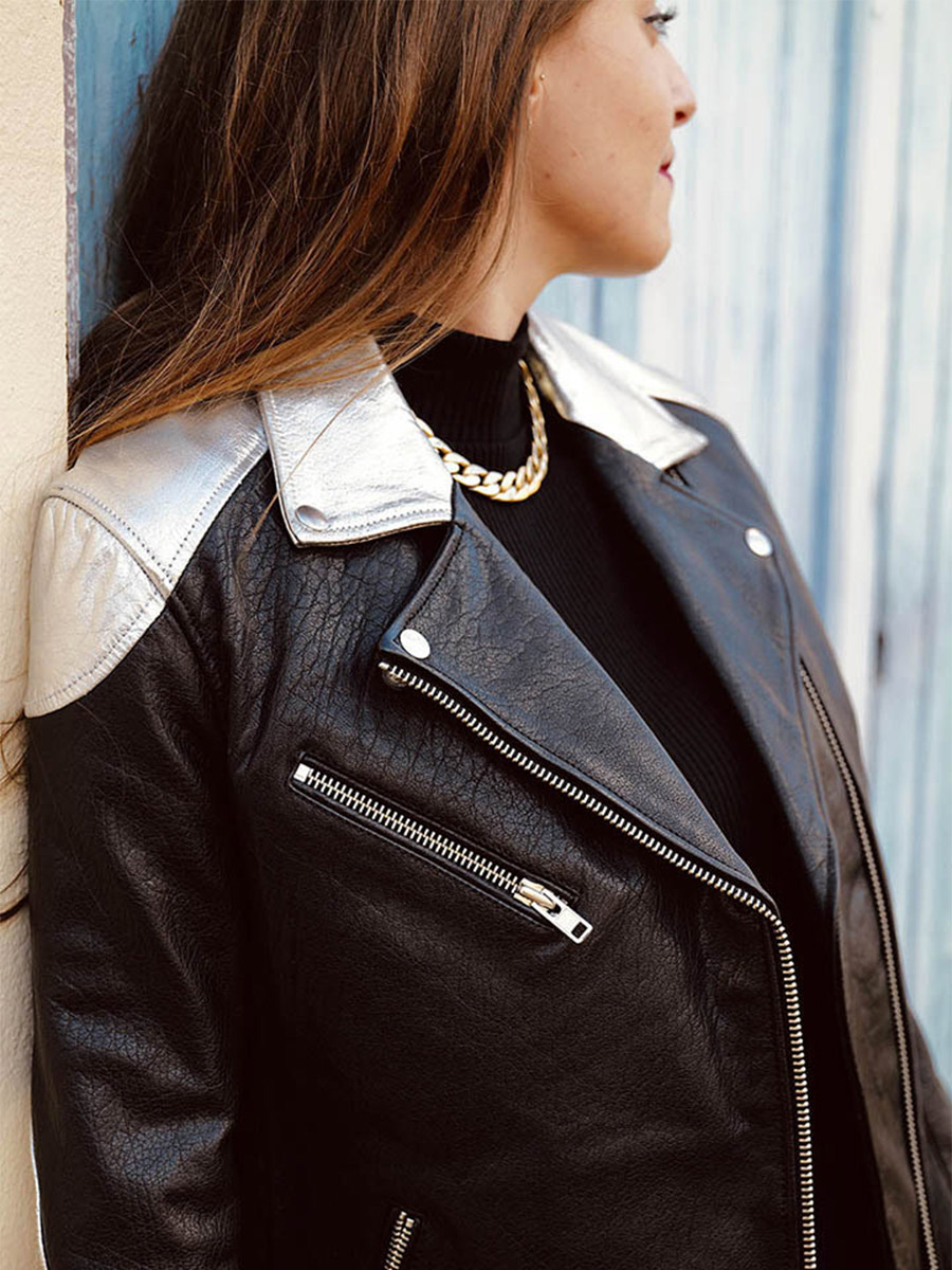 foto-vista-frontale-perfecto-in-pelle-donna-argento-nero-leperfecto-argento-nero-paul-marius-wpj-s-b-s36