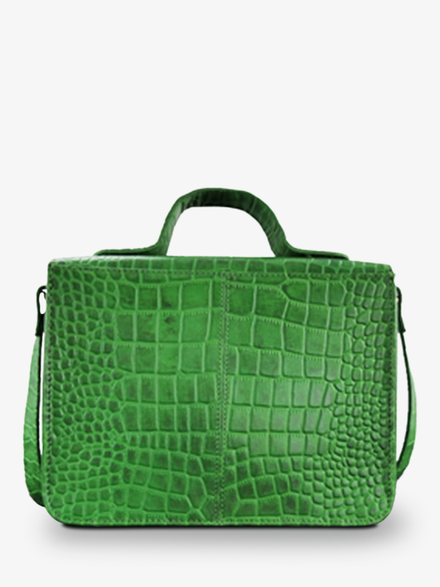 foto-vista-posteriore-borsa-a-tramonto-in-pelle-donna-verde-mademoiselle-george-alligator-cocktail-jade-paul-marius-w05-a-gr