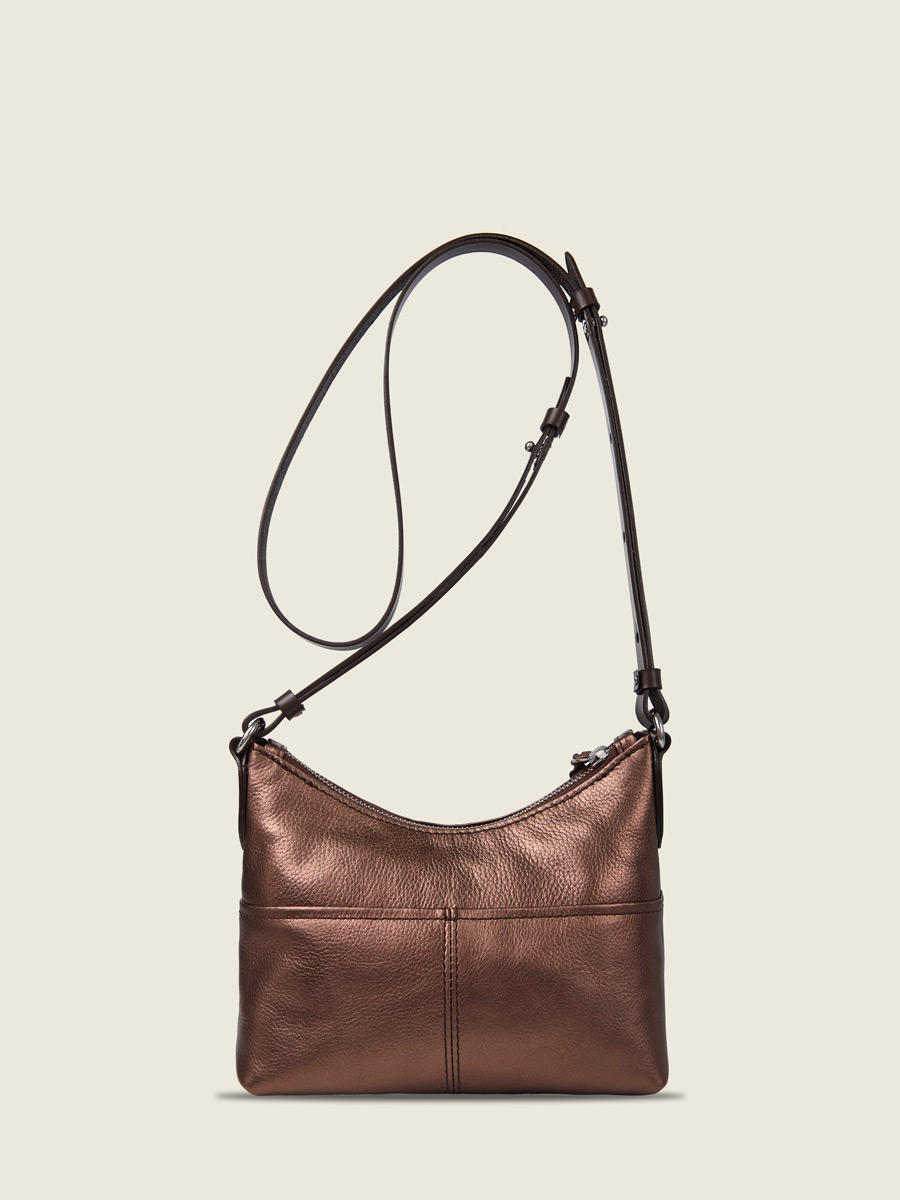 Foto vista posteriore, piccola borsa a tracolla in pelle color rame, PAUL MARIUS LeLoustic Rame