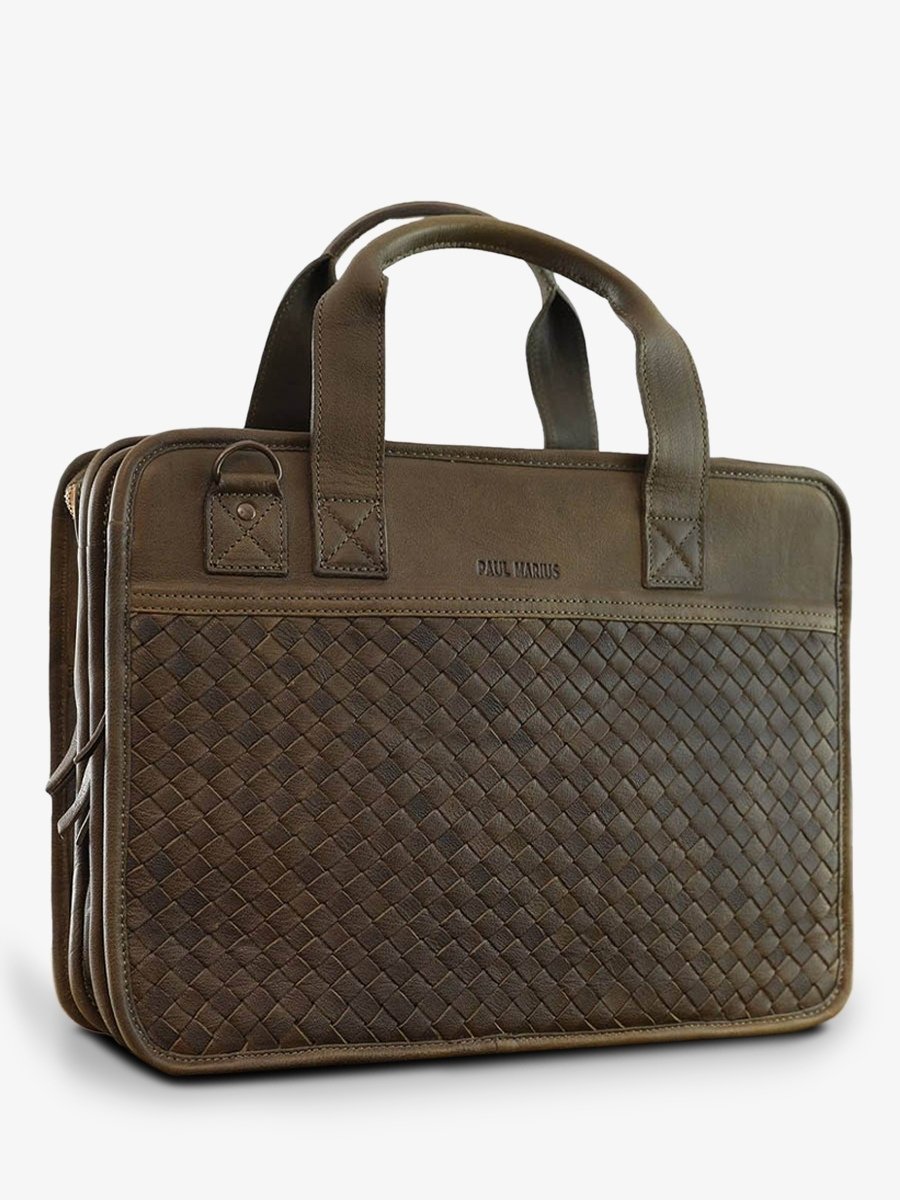 foto-vista-frontale-portadocumenti-in-pelle-uomo-kaki-leconquerant-treccia-kaki-paul-marius-b01w-k