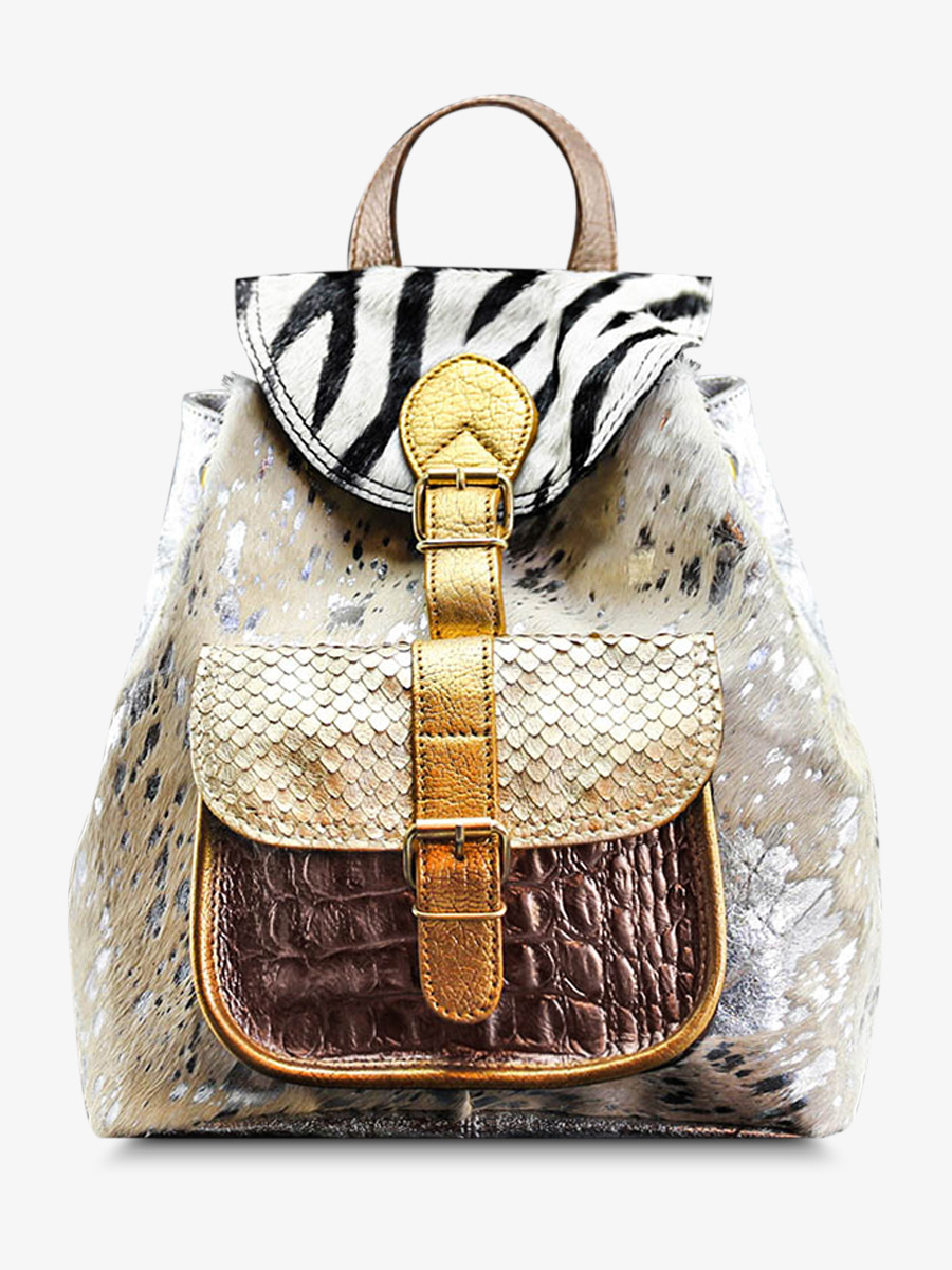 foto-vista-frontale-zaino-in-pelle-donna-argento-dorato-rame-lebaroudeur-chimere-argento-dorato-rame-paul-marius-m40-ch-s-g-c