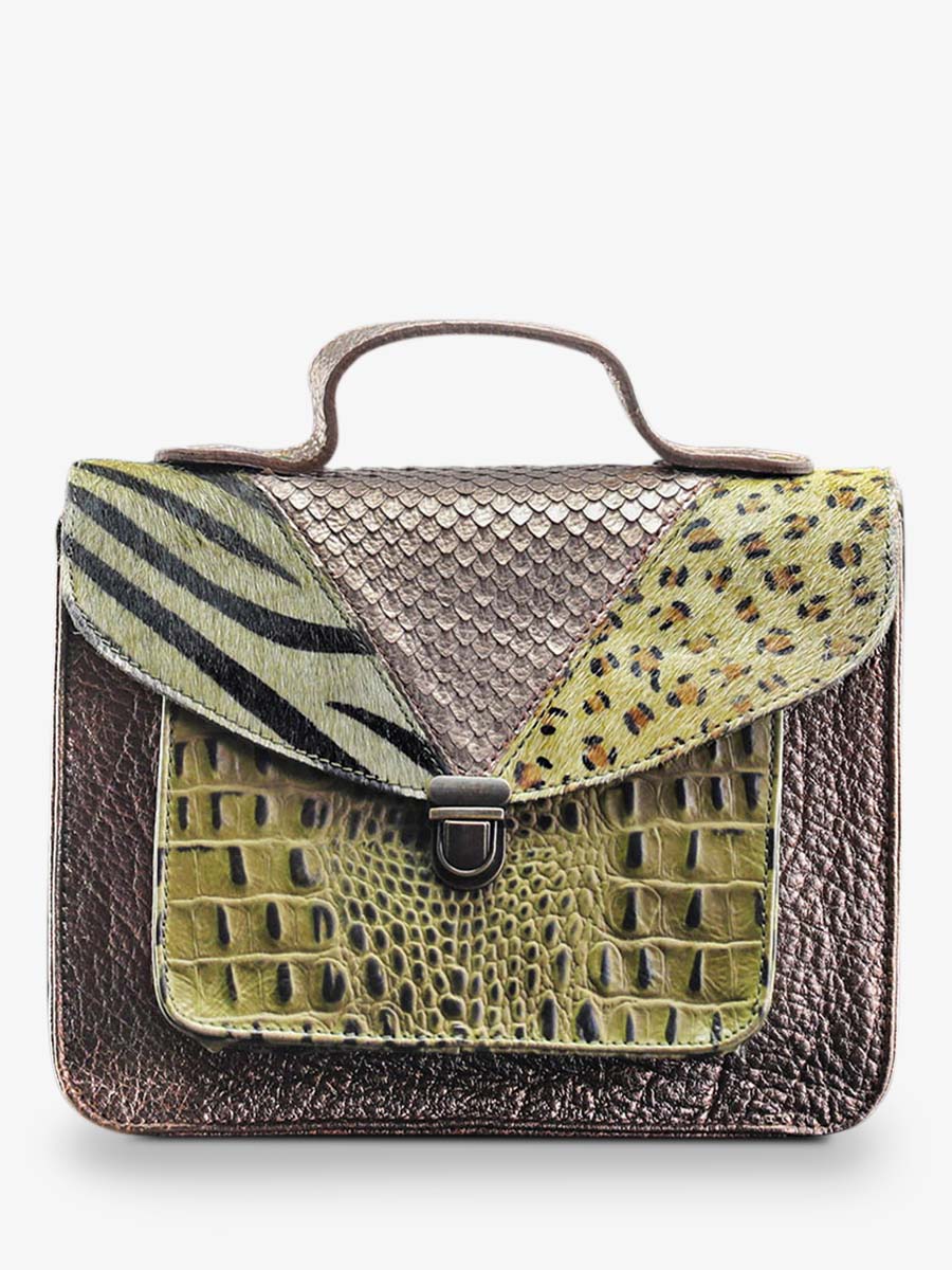 foto-vista-frontale-borsa-a-tramonto-in-pelle-donna-kaki-rame-mademoiselle-george-chimere-kaki-rame-paul-marius-w05-ch-k-c