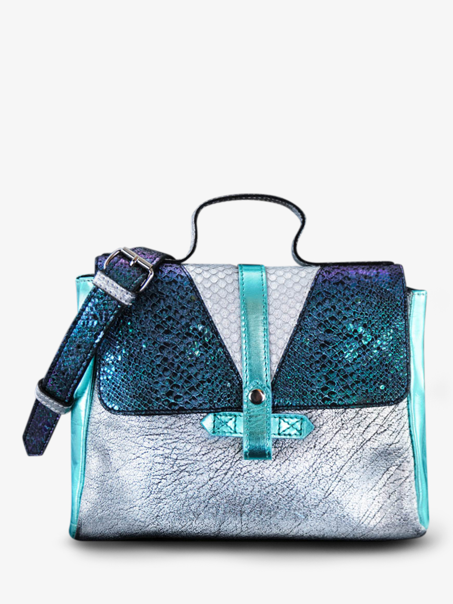 foto-vista-frontale-borsa-a-tramoggia-in-pelle-donna-blu-bianco-lecorneille-chimere-polaire-paul-marius-w23-ch-s-blu