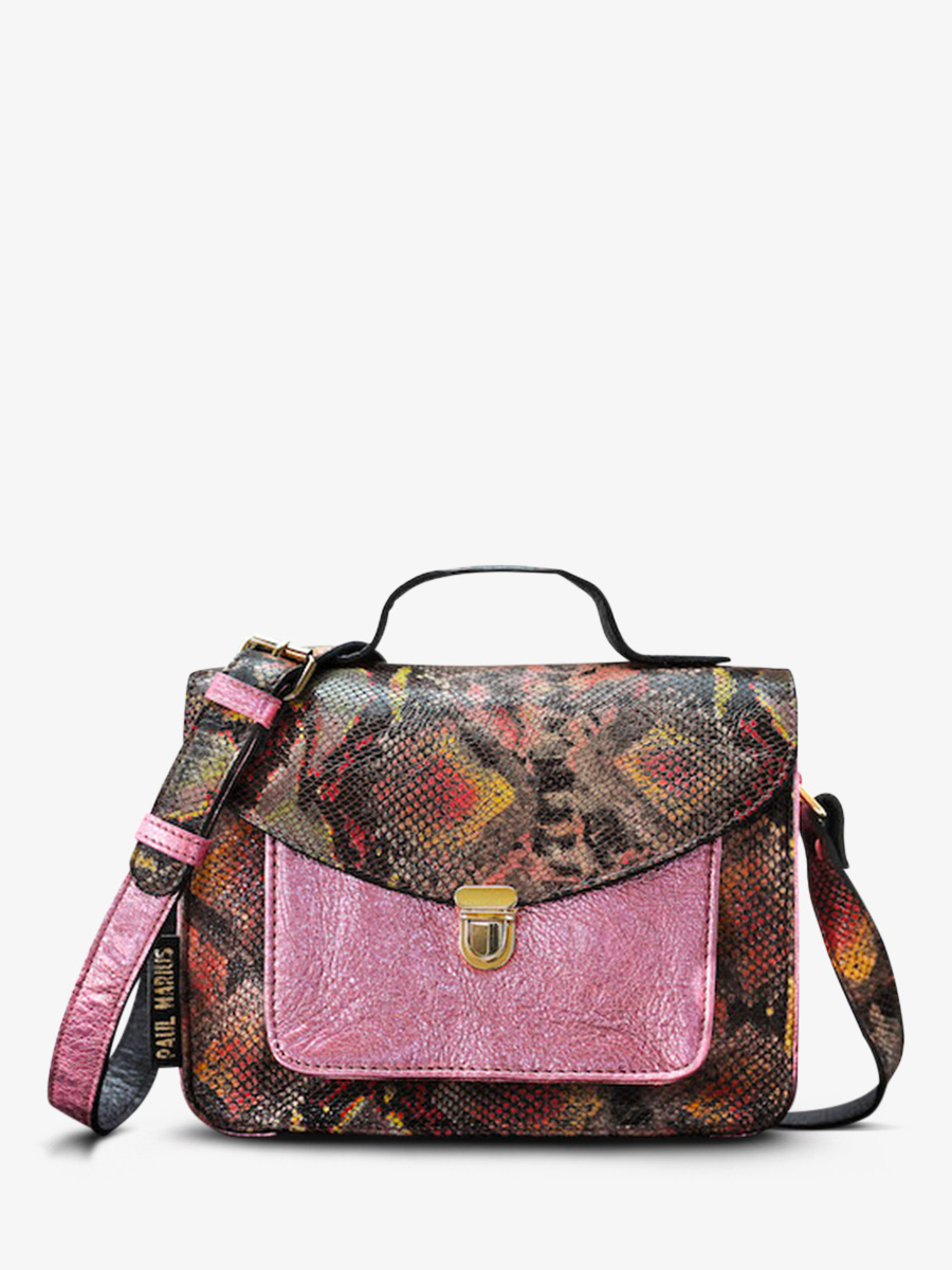 foto-vista-frontale-borsa-a-tracolma-in-pelle-donna-rossa-rosa-mademoiselle-george-pitone-magma-rosa-metallizzata-paul-marius-w05-p-pi-mcpi