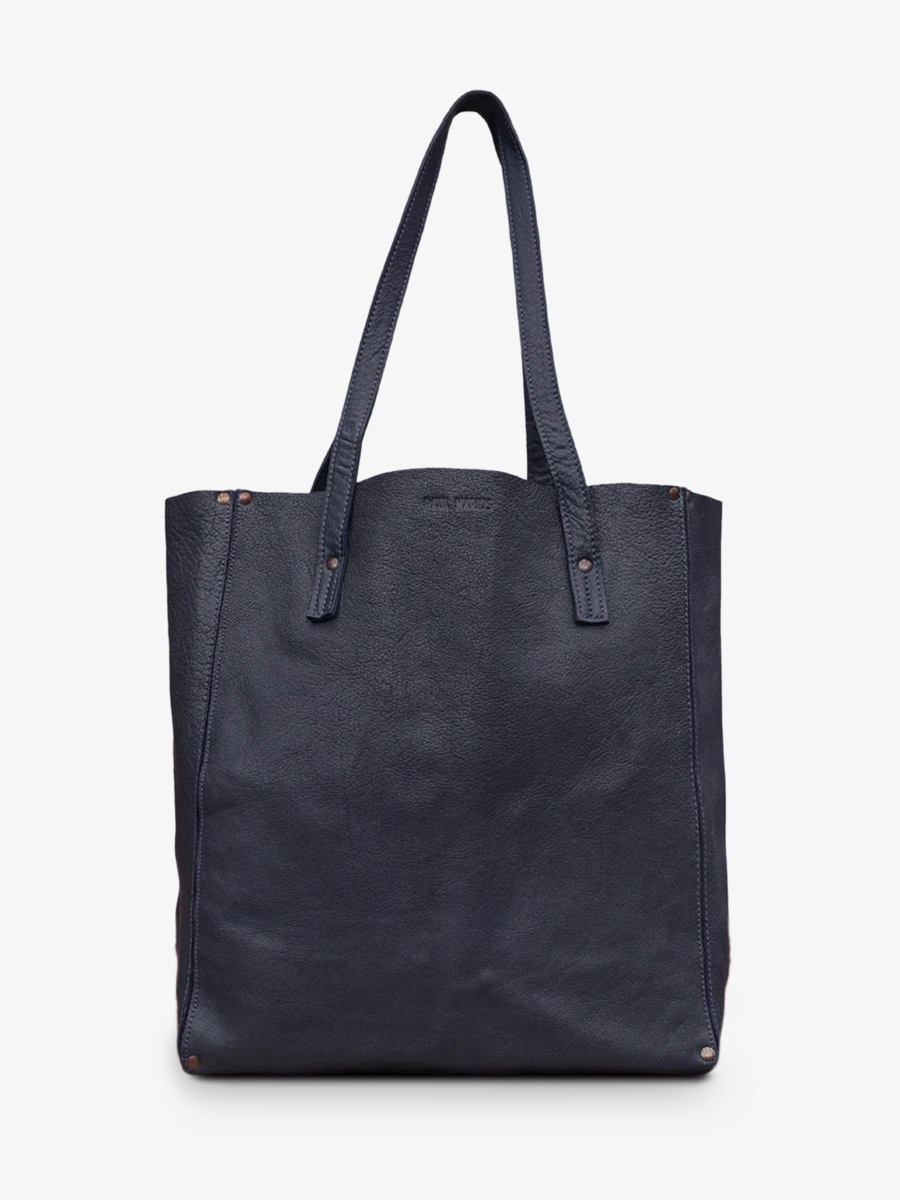 foto-vista-frontale-borsa-in-pelle-donna-blu-leffronte-l-bleu-encre-paul-marius-w11-db
