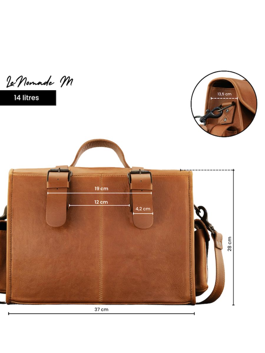 foto-vista-posteriore-borsa-moto-in-pelle-marrone-lenomade-m-naturale-olio-paul-marius-m100m-ol