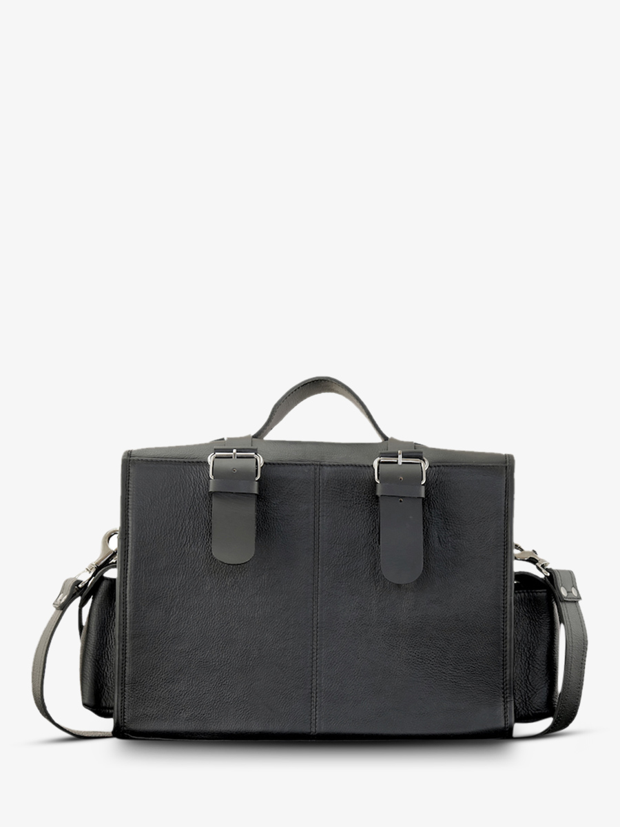 foto-vista-posteriore-borsa-moto-in-pelle-nera-lenomade-m-nera-olio-paul-marius-m100m-obl