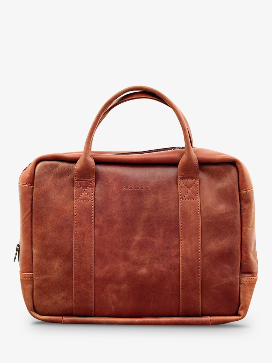 foto-vista-frontale-borsa-portatile-in-pelle-marrone-lemecanographe-naturale-paul-marius-m22-l