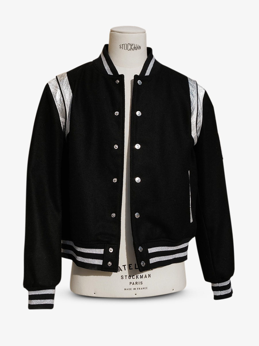 foto-vista-frontale-teddy-blouson-in-pelle-e-tessuto-leteddy-50s-nero-paul-marius-tdy-fifties-b-l